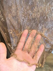 Thin High Collar Lace Camisole, Frill Trim Mesh Undershirt For Women, Spring/Autumn 2024 New Arrival - Coffee Brown - View 3