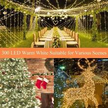 240 LED 88 pies Luces de cadena conectables para interiores y exteriores, luces blancas cálidas con efecto de parpadeo, con temporizador, para dormitorio, aula, boda, árbol, patio y decoración - Blanco cálido + 300 LED - Ver 4