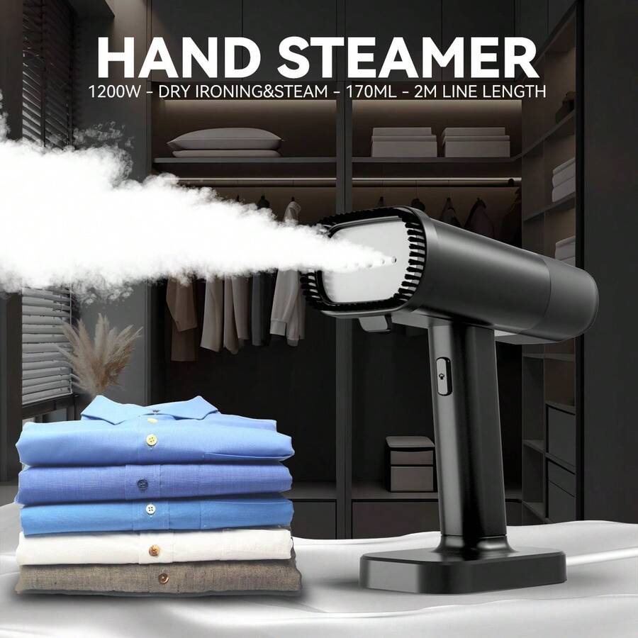 Handheld Garment Steamer, ABS Material, 1200W Steamer For Clothes, 1 Gear Setting, 130℃ High-Temperature Steam, 170ML Water Tank, Portable For Home And Travel - 查看 1
