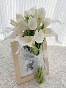 باقات زهور الكلا ليلي للعروس والوصيفات، باقات زهور للعروس للاحتفال بالزفاف في الكنيسة، ديكور لحفلات الزفاف والذكرى السنوية والحمام، إكسسوارات للتصوير في عيد الحب - أبيض ج - مشاهدة 12