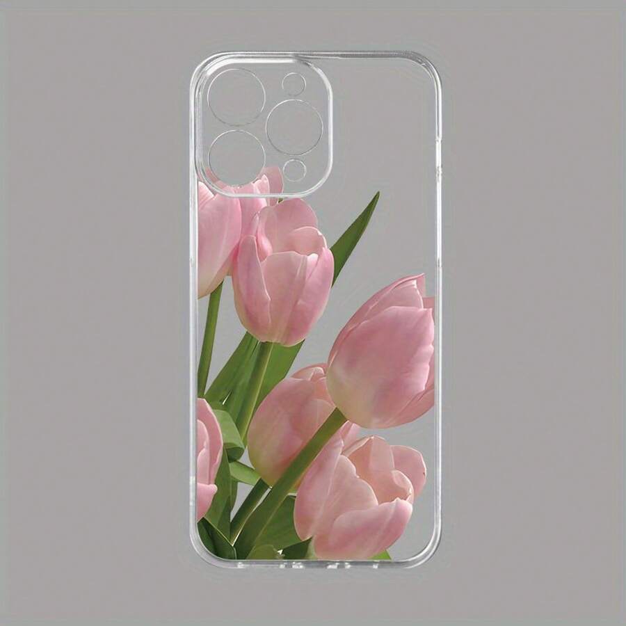 Funda de teléfono: Funda de teléfono transparente con patrón de tulipán y impresión UV para iPhone 16/ 16Plus/ 16Pro/ 16ProMax 13/ 13Pro/ 13ProMax 12/ 12Pro/ 12ProMax 11/ 11Pro/ 11Pro Max 7/ 8 X/ xs - Estilo 1 (1 pieza) - Ver 1