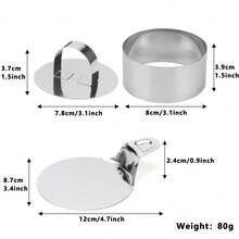 3pcs Mousse Cake Mold Set - Base, Pusher, Round & Heart Shaped Molds, Baking Tools