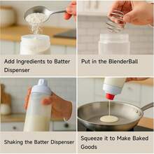 Batter Dispenser & Mixer 2-In-1 - BlenderBall Wire Whisk Included |   For Pancakes, Crepes, Waffles & Muffins Crepes, Waffle, Muffins, Cupcakes - 1 - View 6