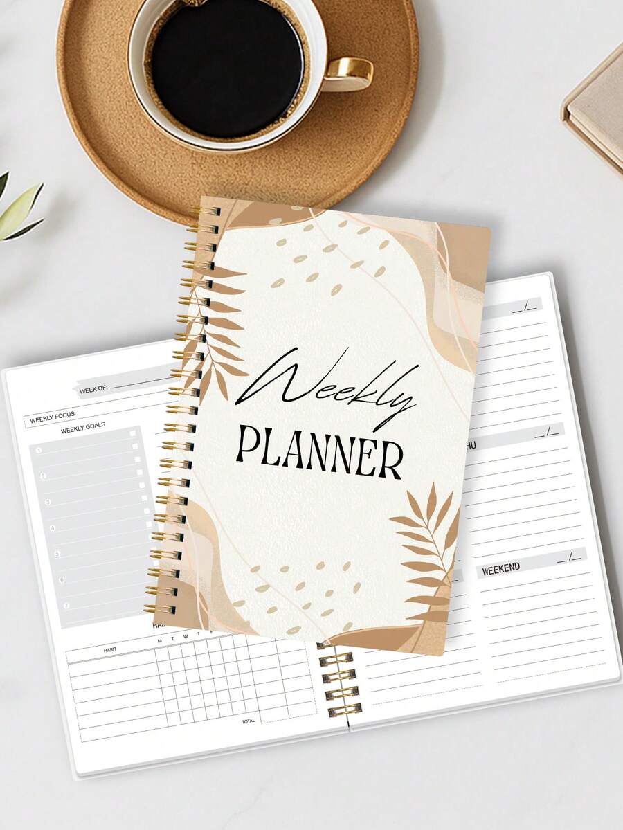 Trees Daily/Weekly Planner Notebook, 7-Day Work Plan, Undated Personal Efficiency Appointment Book, Spiral Bound To-Do List Notebook, Includes Hourly Schedule, Budget Plan And Meal Plan - Multicolor - View 1