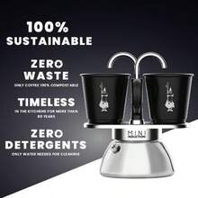 Mini Induction Set With 2 Cups Stainless Steel Moka Set Suitable For Induction Hobs Black Aluminium And Stainless Steel Coffeemaker 2 Cup Capacity 90 Ml - Black - View 4