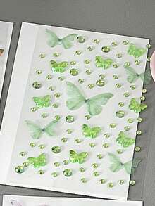 8 Styles Wholesale Cute Mini Butterfly, Heart, Star Shaped Rhinestone Stickers, Suitable For Decorating Scrapbooks, Notebooks, Phone Cases, Face, Strong Adhesiveness, Pink & Blue Color Scheme - Multicolor - View 26