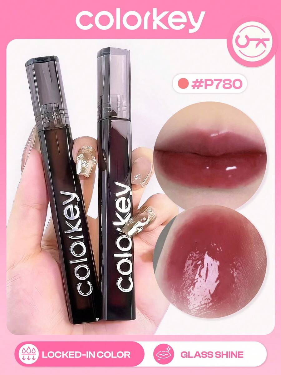 COLORKEY Mirror Gloss Lip Gloss, Glossy And Moisturizing Lip Color, Non-Sticky And Long-Lasting, Nourishing Lips. Liquid Lipstick, Super Moisturizing Lip Gloss, Caring For Lips, Creating A Refined Lip Makeup. Lip Balm, Lip Color, Lip Gloss, Lip Care Set, Suitable For Spring/Summer, Y2K Retro Fashion, 90s Makeup, Birthday Gift, Vacation, Party - P780 Dusty Rose - 查看 1