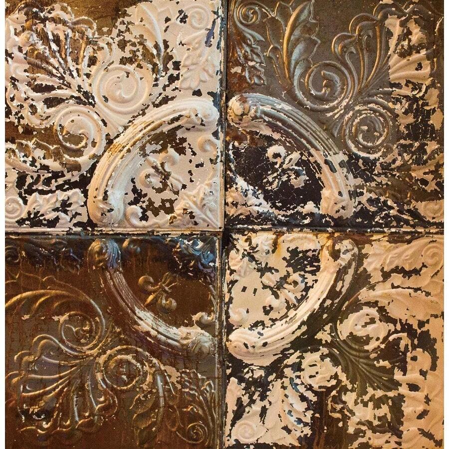 ZZXC Livelynine Ceiling Tile Wallpaper Peel And Stick Copper Tin Ceiling Tiles Metal Faux Embossed 3D Wall Panels Kitchen Backsplash Self Adhesive Rustic Vintage Metallic Wall Paper For Bathroom 17.5x78.8 - 金屬錫瓦 - 查看 1