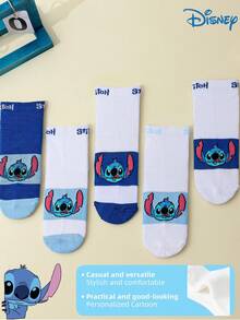 Disney 1/5/10双装卡通可爱个性化儿童袜子，时尚休闲舒适透气防臭吸湿学生袜，实用时尚，图案吸汗，多功能低帮袜，适合日常穿着，返校季和节日礼物，圣诞新袜，邻居追逐链接 - 彩色 - 查看 4