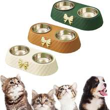 Pet Bowl Stainless Steel Dog Drinking And Food Bowl With Anti Slip Base, Suitable For Cats And Dogs - 棕色 - 查看 6