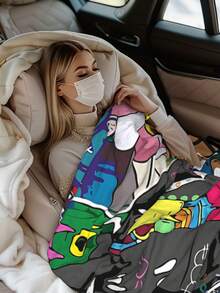 Kawss Merch Kawaii Kaw Blanket For Men Women Warm Cozy Fluffy Throw Blankets For Bed - màu đen - Xem 4