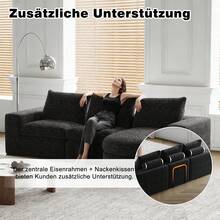 Chenille Sofa With Curved Elements And Lounge Chair, Fully Compressed And Without Frame, Modular Combination Sofa L-Lounger, Foam Compression Sofa, No Assembly Required