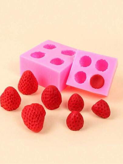 1pc 3D Strawberry Soft Candy, Pudding, Jelly, Cake Silicone Mold, Gypsum Handmade Fondant Cake, Chocolate Baking Tool