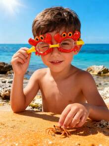 儿童卡通泳镜（1副），可爱卡通图案，防水防雾，适合泳池派对、海滩度假、户外游泳、节日礼物 - 彩色 - 查看 2