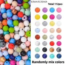 112/198pcs Fashion Round Silicone Beads Jewelry Making Kit - Multi-Color DIY Beading Craft Supplies, Stylish Decorative Beads For Necklaces Bracelets Keychains ID Badge Lanyards Bead Pens, Unisex Gift For Craft Lovers Students Office Workers (9mm/12mm/15mm Optional) - Silicone Round Beads - View 12