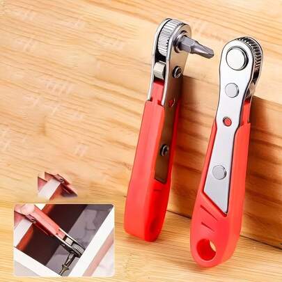 1 Red Multifunctional Screwdriver, A Sturdy And Practical Home Repair Tool, Used As A Manual Tool For Small Spaces, Suitable For Office, Home, And DIY Repairs
