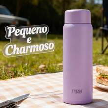 TYESO 1 Piece Mini Pocket Thermal Mug, Stainless Steel, Portable Travel Mug, Back To School, 200ml/7oz Stainless Steel Tea Cup, New Stylish Water Bottle, Mini Portable Car Cup - Roxo - 查看 7