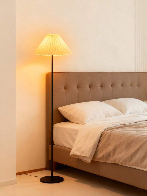 1 pezzo Lampada da terra minimal design con presa USB, paralume plissettato bianco, adatta per soggiorno moderno, camera da letto, scrivania, comodino, stile vintage, luce calda, stile scandinavo