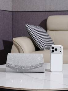 Rhinestone Decorated Envelope Clutch Bag, Elegant Handbag For Gala, Party, Events, Perfect For Shoulder Or Crossbody Wear, Fashion Versatile Women Purse For Phone, Lipstick
