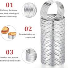 6pcs Stainless Steel Tart Rings Baking Molds For French Desserts & Mousse, Pastry Tools For Home & Commercial Bakery, Ideal For Valentine's Day, Parent-Child Baking Classes, Family DIY, Wedding & Graduation, Kitchen Gadgets & Accessories - 6件 - 查看 2
