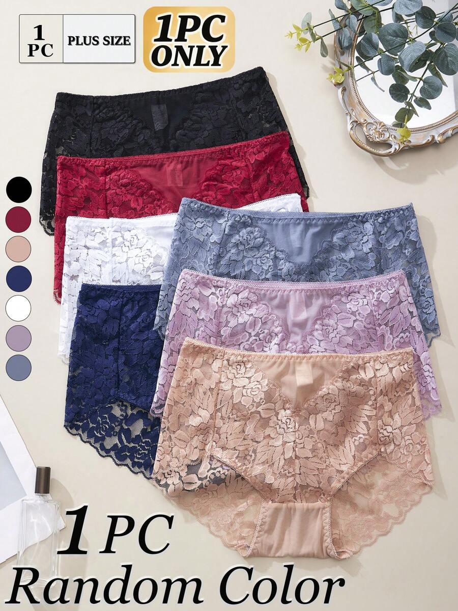 FOVTY 1件大码女士蕾丝性感内裤透气舒适瑜伽短裤 - 彩色 - 查看 1