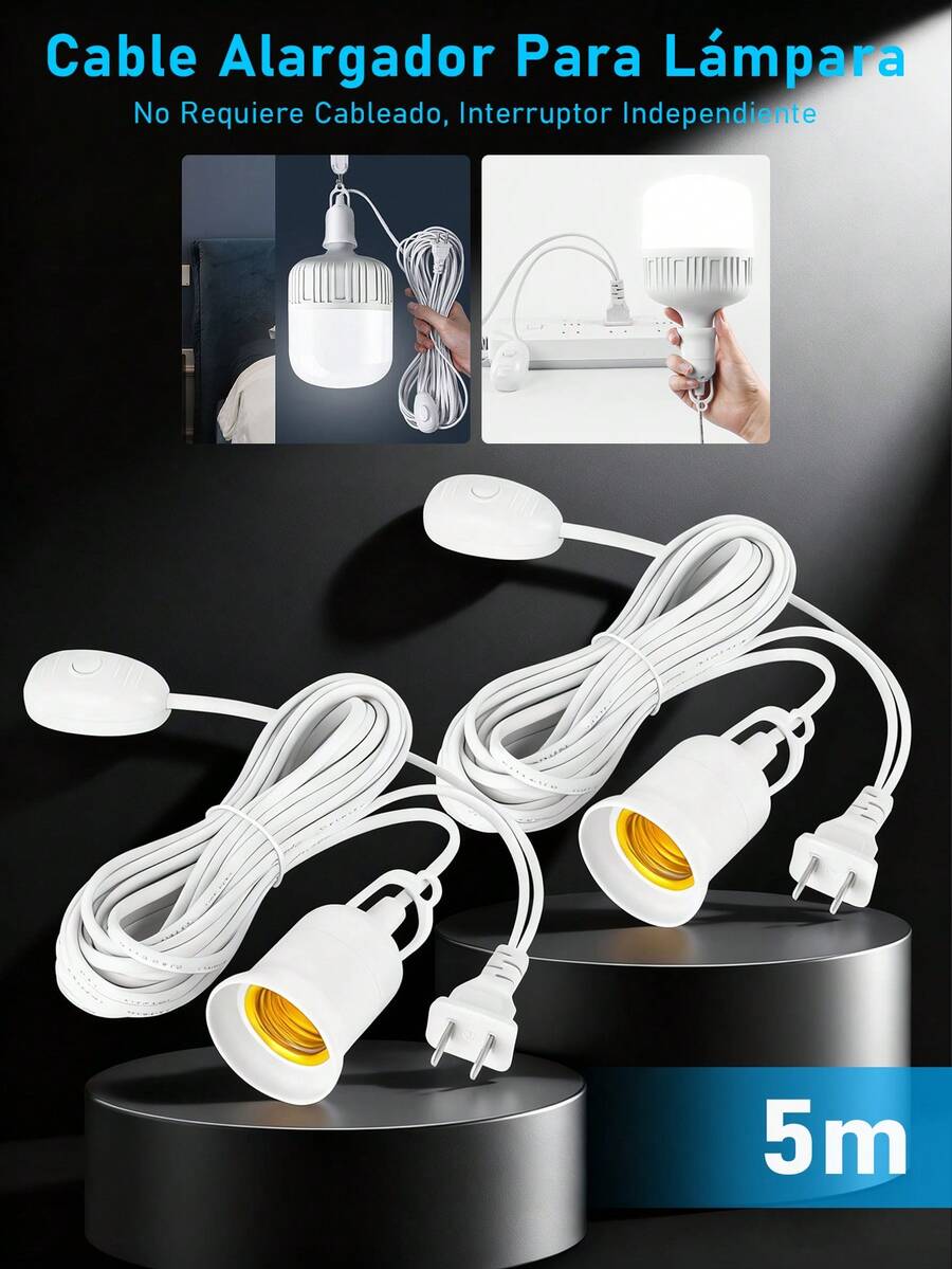 Extensión Con Socket Para Foco 5 Metros(no contenido focos) - 2 PIEZAS - Ver 1