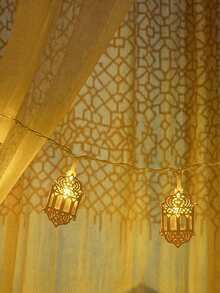 1个LED复古灯笼串灯，室内/室外节日照明，适用于家居窗户派对装饰、卧室、客厅、节日和室内装饰（不含电池） - 彩色 - 查看 7