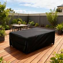 Heavy Duty 600D Patio Furniture Cover, UV Protection, All Season - Fits Rectangular/Square Tables, Chairs, Sofas - 8 Sizes Available, Suitable For Balcony, Terrace, Garden, Outdoor Furniture Cover, Patio Table Cover,Women's Day,Travel Essentials,Wedding Favours,Y2k,Bedroom,Car Accessories Women,Kitchen Decorkitchen Decor - Black - View 2