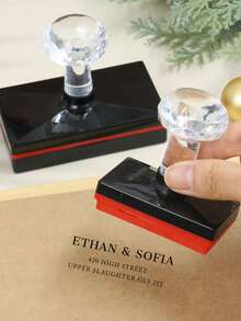 Customized Stamp, Wedding Stamp, Personalized Name Stamp, Customized Address Stamp, Large Square Personalized Paper Bag Sealing Stamp, Customizable Signature Stamp, Christmas, Christmas Gift, Bride And Groom, Party, Reusable, Envelope, Backpack, Gift Packaging - Style a - View 3