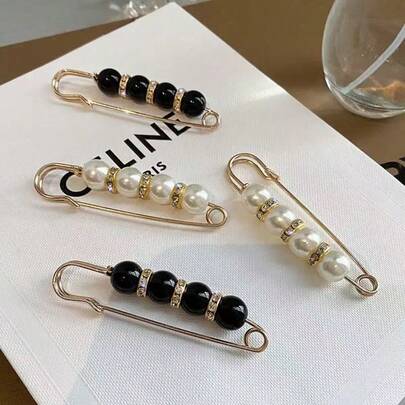 2/4 Pieces Faux Pearl Button Brooch For Women And Girls, Elegant Accessories, For Dresses, Pants, And Clothing, Pearl Waist Pin, Fixed Dress Skirt Waist Size Adjustment Buckle, Dress Pants Accessories