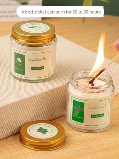 1 pieza [6 aromas disponibles] Vela en frasco de vidrio con estilo estético Ins - Fragancia duradera para el hogar, cera de soja asequible y de moda