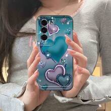 Funda de teléfono de corazón azul púrpura y mariposa para Oppo A3 A3 Pro A3X A5 Pro A16 A17K A18 A38 A40 A55 A57 A57S A58 A60 A76 A77S A78 A79 A80 5G A95 A98 Reno 5 8T 10 11 Pro 12 13F F29 Pro, funda de teléfono de TPU transparente a prueba de golpes de cobertura completa, simple, a la moda, a prueba de golpes, carcasa suave protectora, nuevo patrón creativo. - Colores mixtos - Ver 6