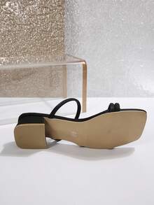 Women Slip-On Sandals For Summer, Fashion Versatile Delicate High Heels Retro Mules,Chunky Heels - Black - View 3