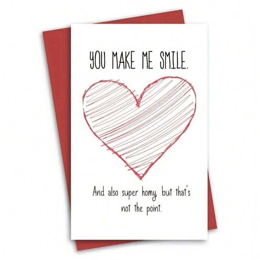 1 Pc Playful You Make Me Smile Love Card Heart Illustration Humorous Greeting Perfect For Boyfriend Girlfriend Anyone Special Family Friends Colleagues Classmates Ideal For All Seasons And Events Like Birthday Anniversary Valentines Day Use As Greeting Card Gift Card Thank You Card Love Card Birthday Card Invitation Card With Envelope Included - Nhiều màu - Xem 1