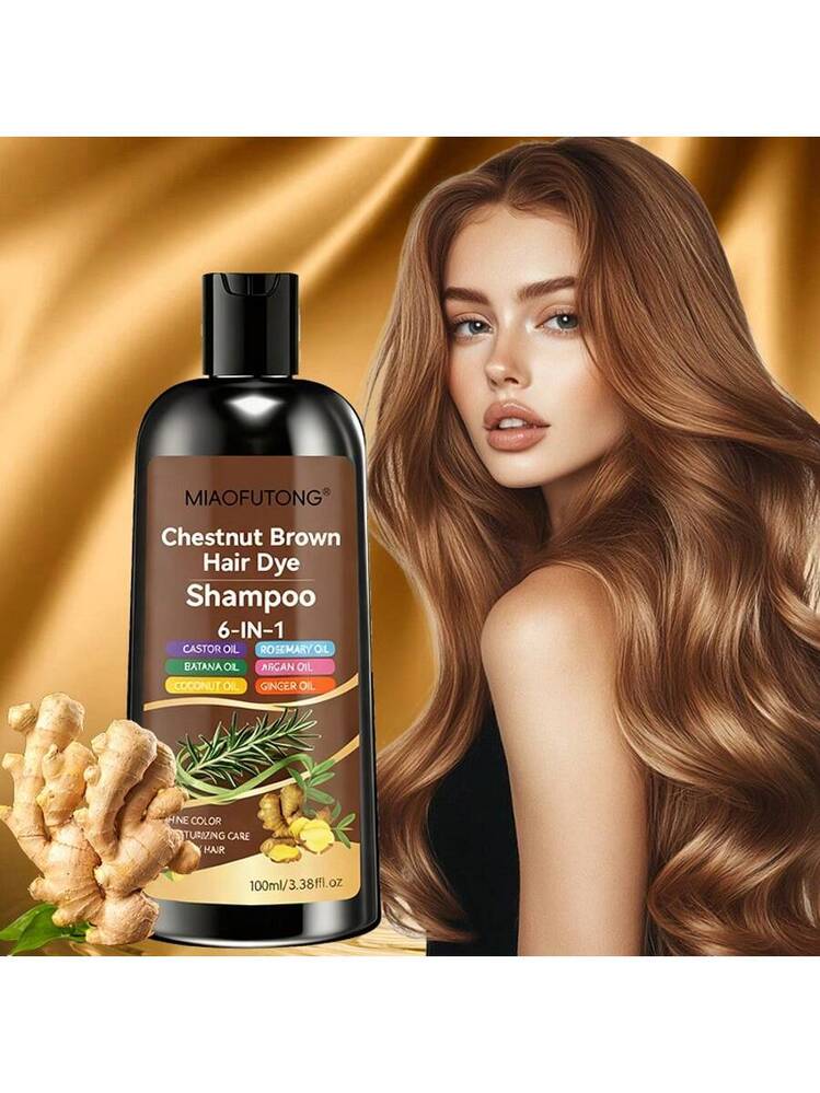 SHAMPOOページ Chestnut Brown 6in1 Hair Dye Shampoo 100ml - Natural Plant Oils