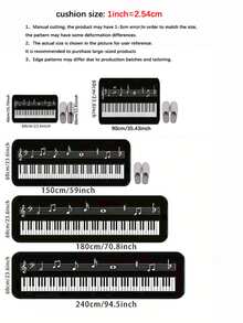 1件装钢琴键盘音乐符号长地毯，文艺音乐风格走廊地垫，音乐爱好者的家居装饰长地毯，走廊艺术地垫，家居装饰长地毯，家居装饰地毯，走廊地毯，充满艺术和历史韵味的背景地毯，长地毯，浴室地垫，床边沙发地垫，厨房地垫，可机洗室内装饰地毯，适用于浴室、浴缸、走廊、阳台、卧室、入口处。 - 彩色 - 查看 3