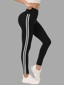 Women Tummy Control Compression Leggings, High Waist Workout Running Yoga - Black - View 5