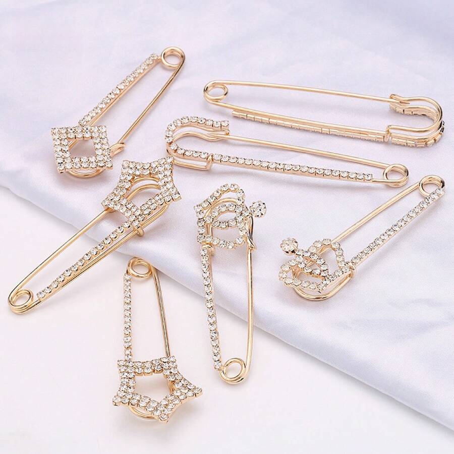 Christmas Decoration, Diamond-Studded Waist Pin, High-End Elegant Waist Pin, Anti-Exposure Clothing Fixing Brooch, Practical Christmas Gift - 3#方形別針 - 查看 1