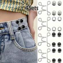 1pc/2pcs/4pcs Seamless Waist Belt Cincher Buckle, Adjustable Jeans And Pants Waist Buckle, Detachable Faux Pearl And Black Metal Snap Clip, No-Sew Jeans Adjuster - Multicolor - View 14