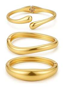 Exaggerated Fashion Water Drop Shaped Stainless Steel Bracelet For Women, Suitable For Formal Events, Parties, Daily Wear, And As A Gift For Friends - Yellow Gold - View 14