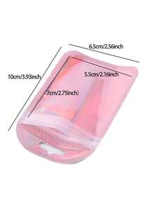 50 个自封 OPP 袋激光彩虹拉链袋可重复包装珠宝零售袋袋礼品包装袋， - 粉色 - 查看 23