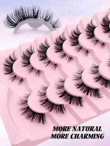 Rikuaild 7 pares de nuevas pestañas de ojo de gato naturales, de banda transparente, con extremos alados que alargan los ojos, pestañas postizas de visón sintético para maquillaje - Pestañas Ojos de Gato - Ver 5