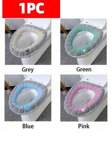 1PC Soft Knit Toilet Seat Covers - Elastic, Warm, And Comfortable Bathroom Accessories In Pink, Gray, Blue, Teal, And Light Blue Stripes, Made Of Ultra-Soft Microfiber For Enhanced Hygiene And Style, Bathroom Comfort Accessories Snug Fit Covers Soft Knit Texture, Restroom Decor And Accessories, Bathroom Comfort Accessories, Tightly Fitting Lid, Soft Knitted Texture, Bathroom Decoration And Accessories