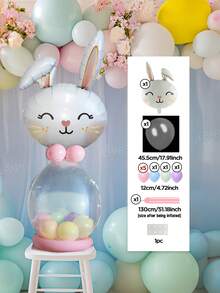 11个/套复活节兔子造型装饰气球，DIY可爱兔子气球，3种款式，柔和粉彩色系甜美装饰道具，蓝/粉/黄乳胶气球，适合复活节家庭聚会派对装饰 - 彩色 - 查看 14