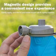 1PC 580ml/19.6oz BLUE Portable Silicone Water Bottle, Foldable LeakProof Sports Drinkware With Handle, WashableReusable Mug - 藍色 - 查看 10