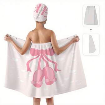 1/2개 발렌타인데이, 커플 및 결혼식 핑크 & 화이트 발레 튤 랩 드레스, 스위트 걸리 스타일, 목욕 타월, 뷰티 스파 타월. 드레스는 끈이 없는 드레스 모양이며 부드러운 목욕 가운이 있습니다. 드레스 앞면은 3D 핑크 리본으로 장식되어 있으며 전체적으로 달콤하고 눈길을 끄는 색조입니다. 목욕 타월 및 헤어 드라이어 캡 세트 - 귀여운 핑크 초극세 섬유 목욕 타월, 조절 가능한 스트랩 - 빠른 건조, 스파, 기숙사, 해변 및 기타 행사에 적합, 그녀를 위한 훌륭한 선물.