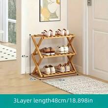 3/4/5层竹制储物架，适合室内外使用，单件装，万圣节礼物，衣柜收纳架，玄关置物架，简约装饰，耐用竹材，结构稳固，可堆叠，多层置物架，小空间及户外爱好者的理想之选。 - 杏色 - 查看 12