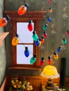 1m Doll House Mini Lights String: 1/12 Scale Miniature Simulation Lights, Suitable For New Year, Easter, Holiday Celebrations, Party Decorations, Scene Models (Light Color Random). PS: This Is A Mini Light String Decoration, Without Lighting Function. - Multicolor - View 4