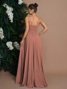 AOSHABABI 珊瑚橙色吊带可拆卸腰带长款晚礼服，V 领交叉设计凸显优雅曲线，适合各种正式场合，如音乐节、晚宴、婚礼宾客、节日派对、毕业典礼、鸡尾酒会、约会、度假以及伴娘礼服等。春季派对 - 珊瑚橙 - 查看 8