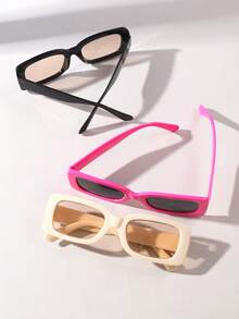 3副儿童时尚方形眼镜，适合日常佩戴 - 彩色 - 查看 3